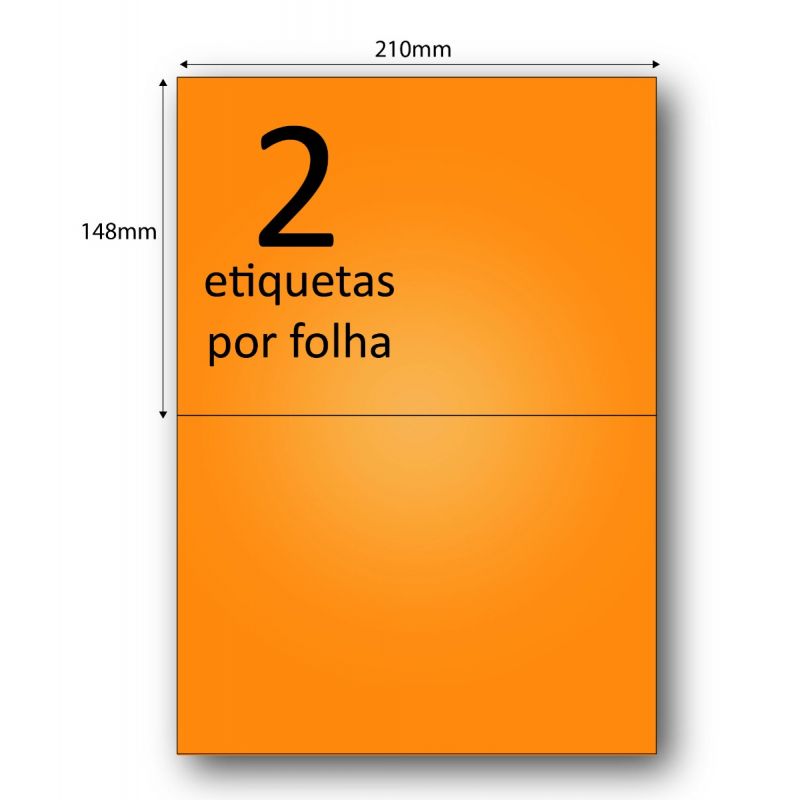 Etiquetas adesivas Folha A4, cor de laranja, 210x148 (2 etiquetas por folha), adesivo permanente